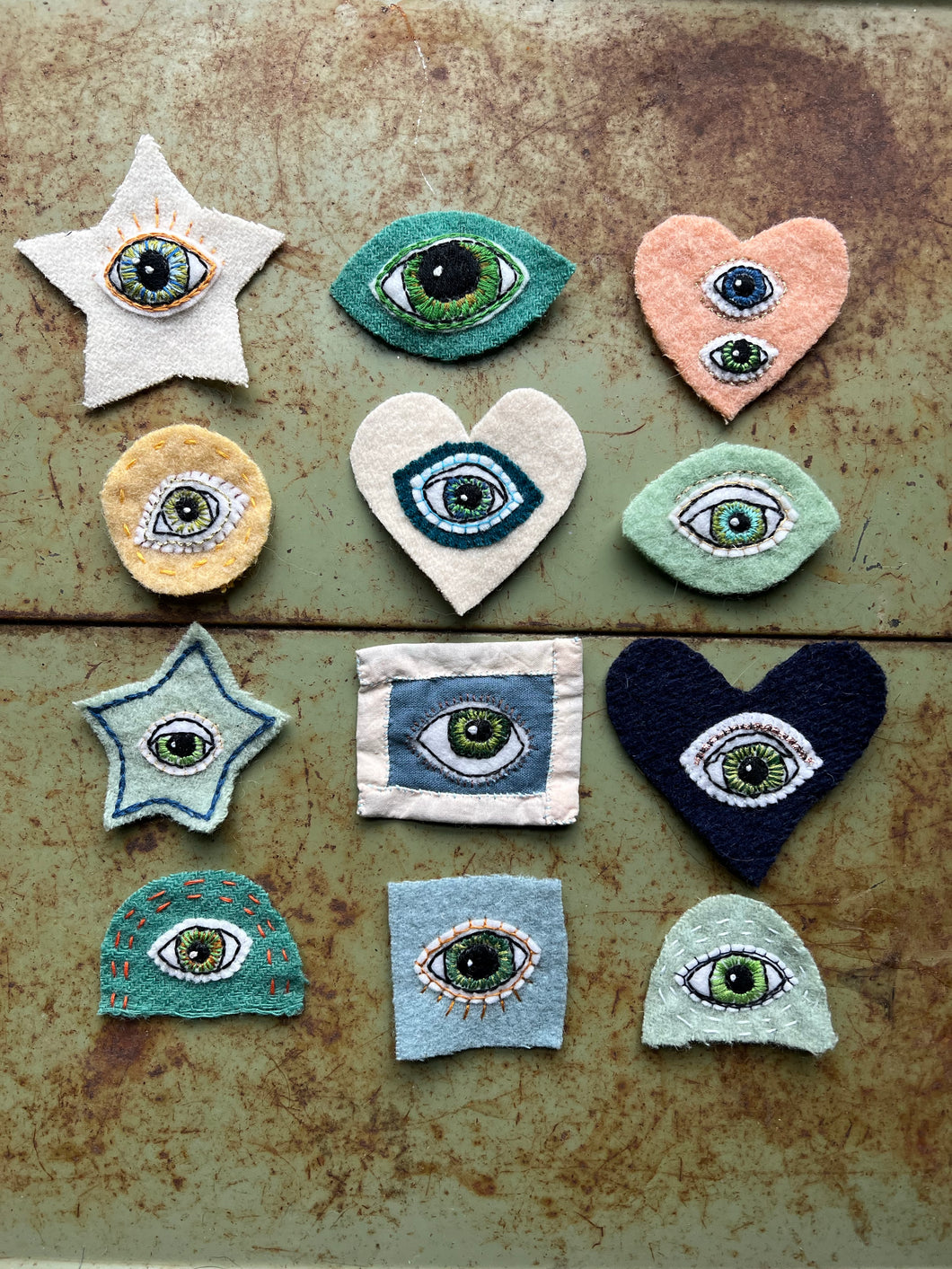 Embroidered Eye- Green, Sew On Eye Patch, Embroidered Patch