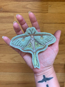 Embroidered Wool Luna Moth Patch