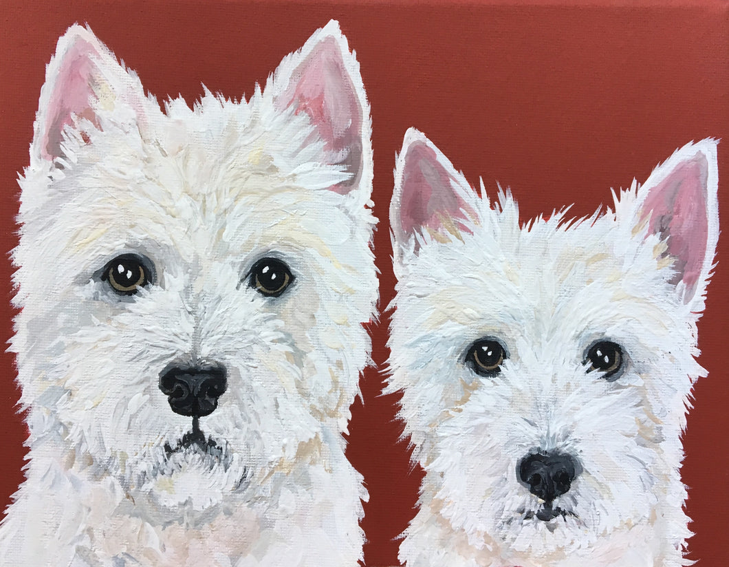 11x14 Custom Dog Portrait- 2 dogs