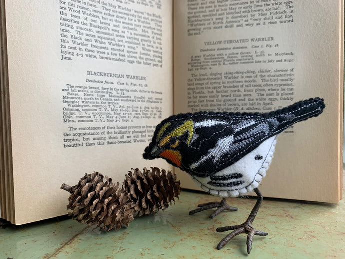 Blackburnian Warbler Embroidered Bird