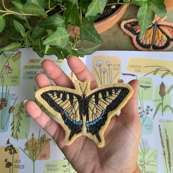 Embroidered Wool Tiger Swallowtail Patch