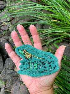 Embroidered Wool Frog Patch