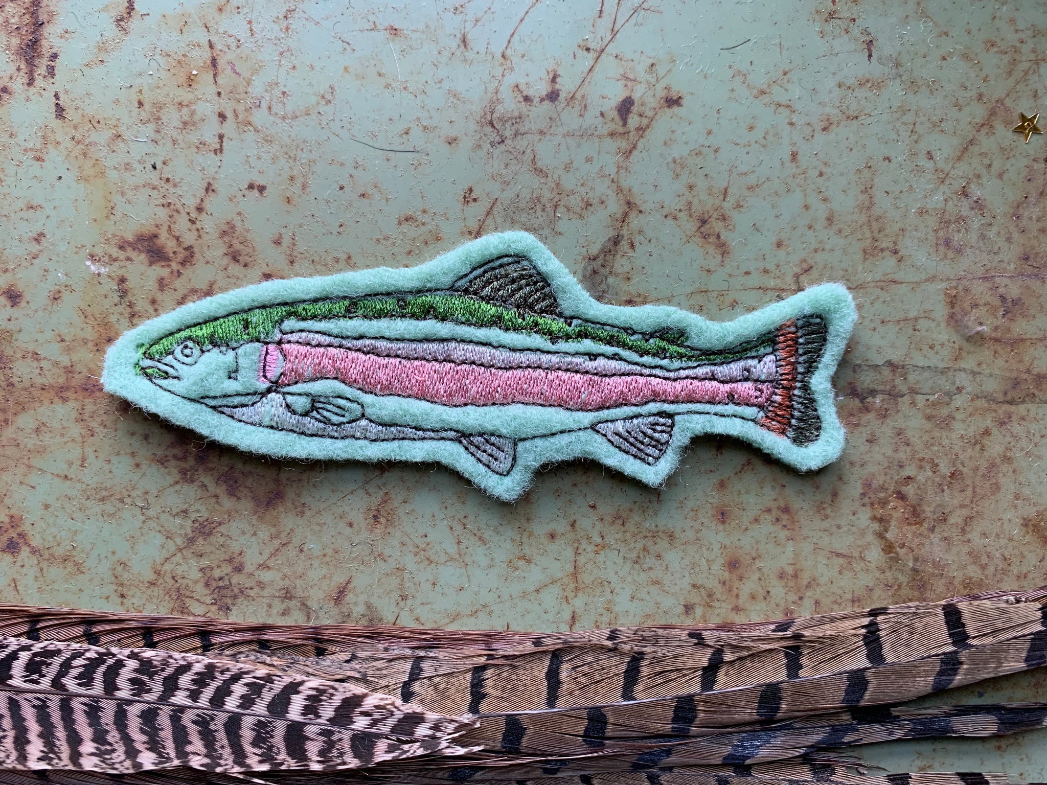 Embroidered Wool Rainbow Trout Patch – Treehouse Crafts LLC