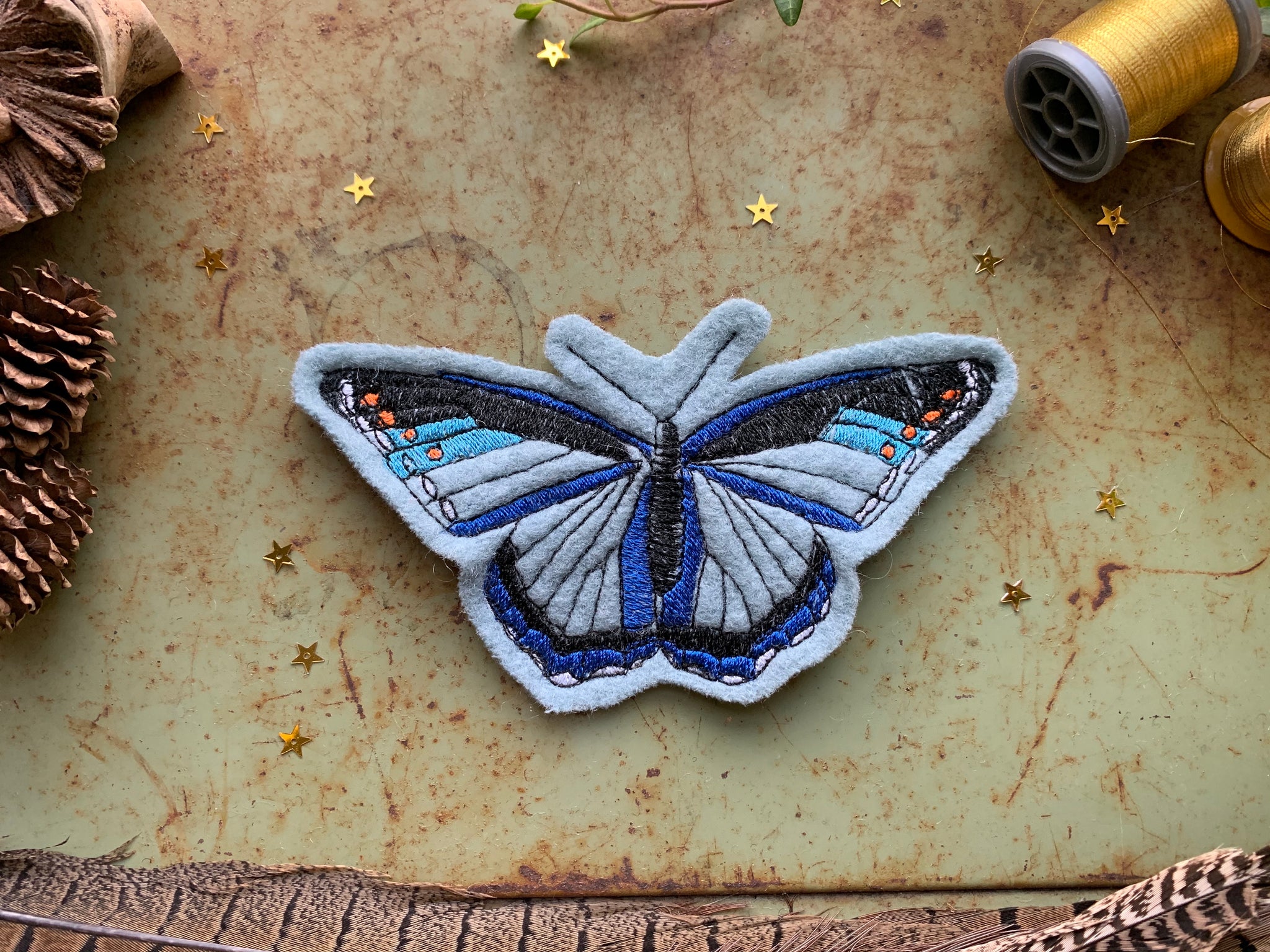 Embroidered Wool Blue Butterfly Patch – Treehouse Crafts LLC