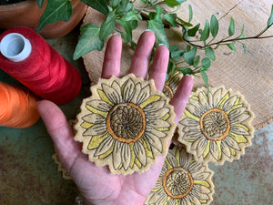 Embroidered Wool Sunflower Patch