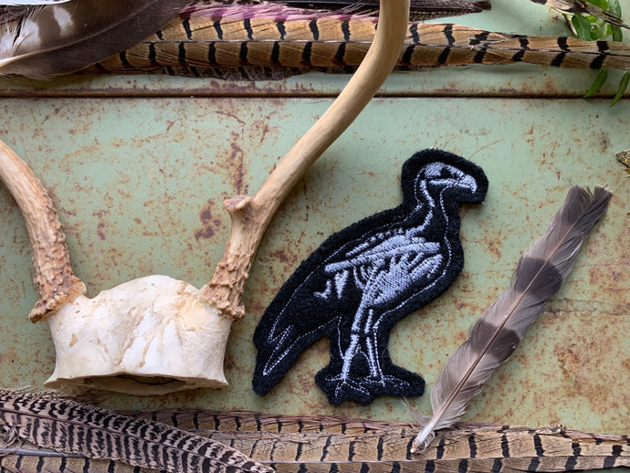 Embroidered Wool Vulture Skeleton Patch