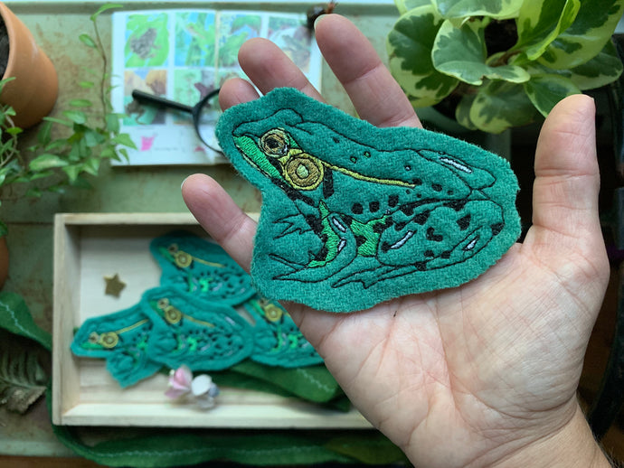 Embroidered Wool Frog Patch