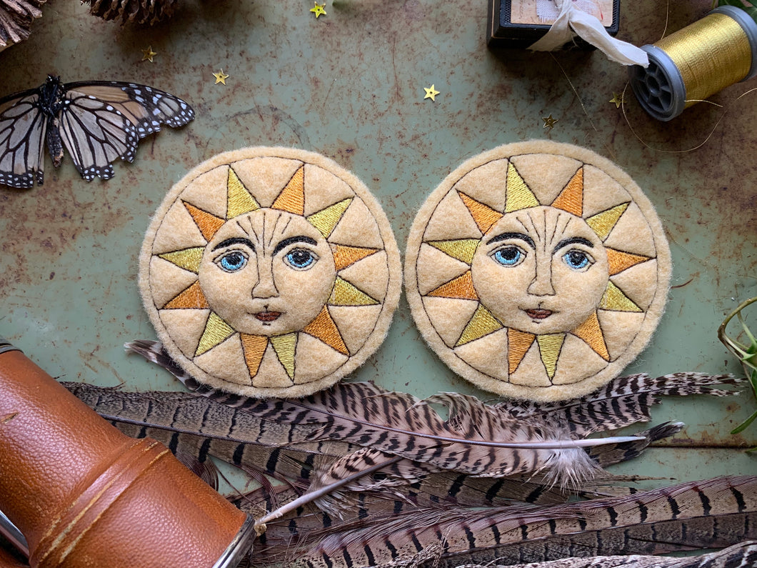 Embroidered Wool Sunshine Patch Set