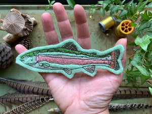 Embroidered Wool Rainbow Trout Patch